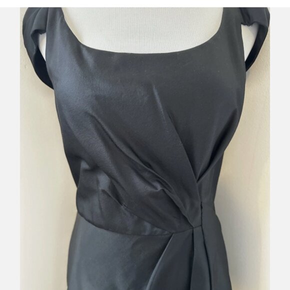 2006 PRADA Black Cocktail Dress Wool/Linen Blend Size 42 Cream Silk Lining $2285 - Picture 3 of 8